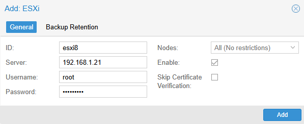 ESXi VM 轉移到 PVE 操作介面畫面