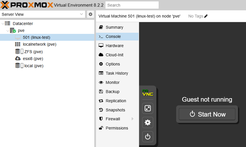 ESXi VM 轉移到 PVE 操作介面畫面